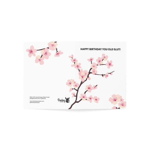 Happy Birthday you Old Slut - Floral Birthday Card — Birthday Greeting Card - Illustrated, Funny, Snarky, Modern