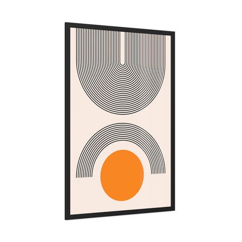 Brenda 2 - Modern Geometric Framed Poster - Minimalist Wall Art with Orange Circle