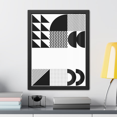 Modernica 6 - Modern Abstract Framed Poster - Black and White Geometric Wall Art