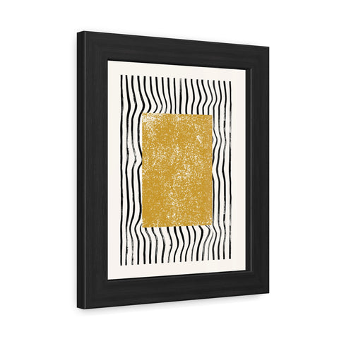 Ink Block 1 - Modern Abstract Framed Poster - Yellow and Black Art for Home Decor