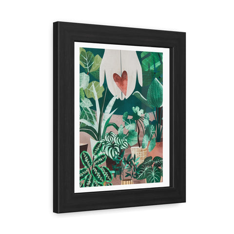 Green Thumb - Botanical Heart Framed Poster - Nature-Inspired Wall Art for Plant Lovers