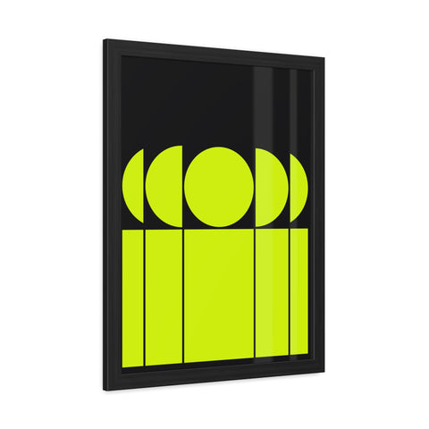 Modernica 1 - Modern Geometric Framed Poster - Bright Yellow and Black Wall Art for Contemporary Decor
