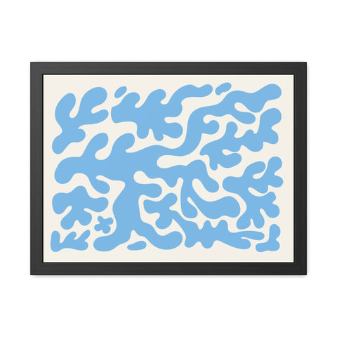 Mer 1 - Abstract Blue Coral Framed Poster - Modern Wall Art for Home Decor