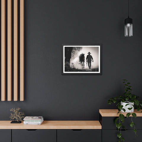 Cowboy & Horse Framed Poster - Rustic Wall Art for Equestrian Lovers