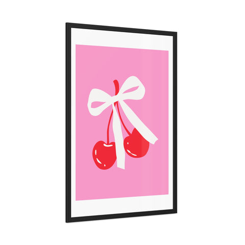 Lovin' 3 - Sweet Cherry Bow Framed Poster - Cute Home Decor for Vibrant Spaces