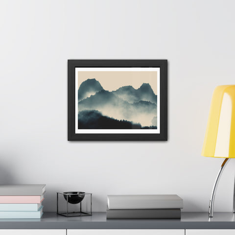 Foggy Morning 1 - Serene Mountain Framed Poster – Perfect Wall Art for Nature Lovers