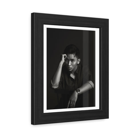 Male Portrait 1 - Elegant Framed Poster - Black and White Portrait for Modern Décor