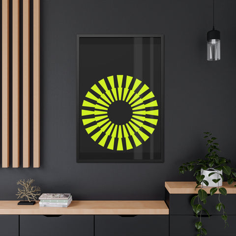 Modernica 2 - Modern Geometric Framed Poster - Bright Yellow Circle Art for Contemporary Spaces