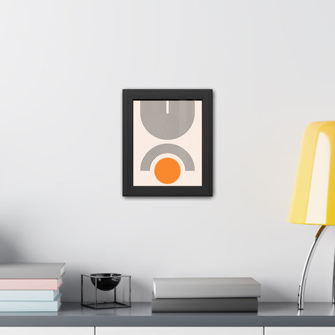Brenda 2 - Modern Geometric Framed Poster - Minimalist Wall Art with Orange Circle