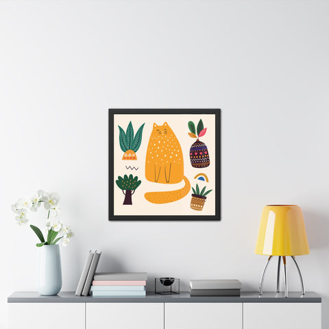 Cat Lounger 2 - Whimsical Cat Framed Poster - Cozy Home Decor for Cat Lovers