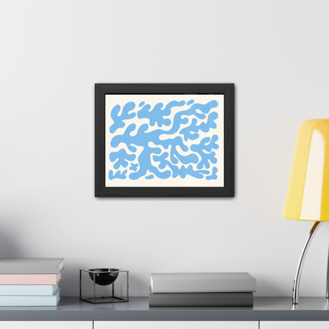 Mer 1 - Abstract Blue Coral Framed Poster - Modern Wall Art for Home Decor