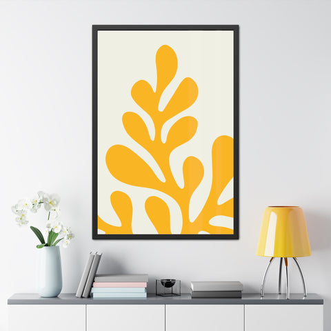 Stratica 1 - Modern Abstract Framed Poster – Yellow Organic Design for Home Decor