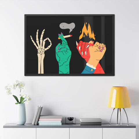 Hands Up - Bold Graphic Framed Posters - Edgy Art for Home Decor