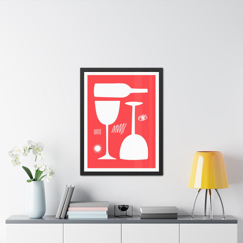 Wine Country 5 - Modern Abstract Framed Poster - Wine Glass & Bottle Art