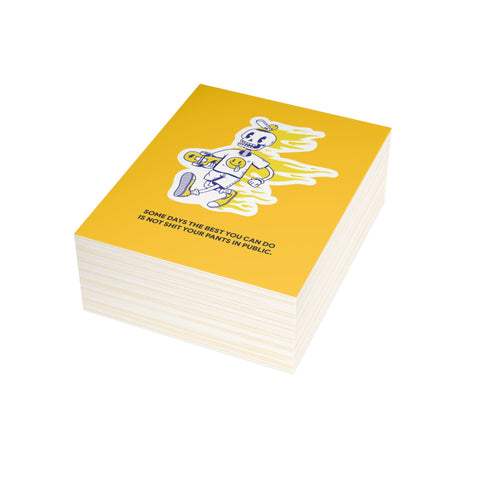 "Some Days the Best You Can Do Is Not Shit Your Pants in Public" Humorous Skeleton Greeting Card — Friendship / Best Friends Greeting Card - Illustrated, Funny, Snarky, Modern