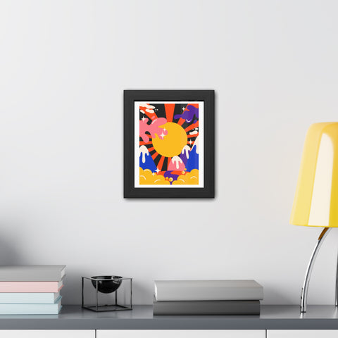 Grimland 3 - Vibrant Framed Poster - Retro Sunburst Art for Modern Decor