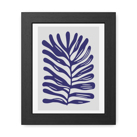 Stratica 4 - Modern Botanical Framed Poster - Navy Leaf Design