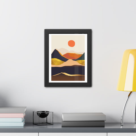 South 1 - Modern Framed Landscape Poster - Abstract Mountain Art for Cozy Home Decor
