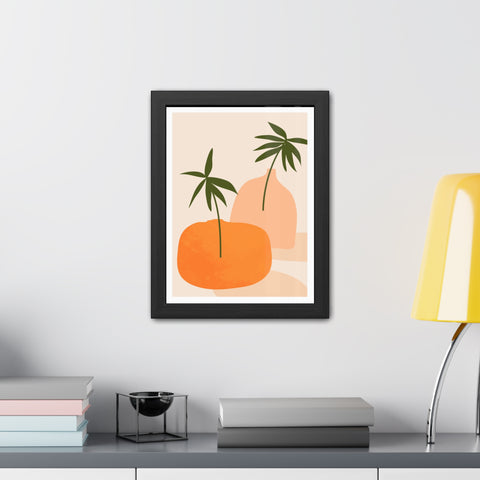 Agora 2 - Modern Framed Poster - Abstract Palm and Fruit Design for Home Decor