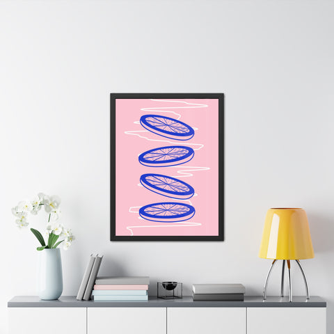 When life gives you lemons 6 - Trendy Framed Poster - Vibrant Blue Citrus Slices Art for Modern Home Decor