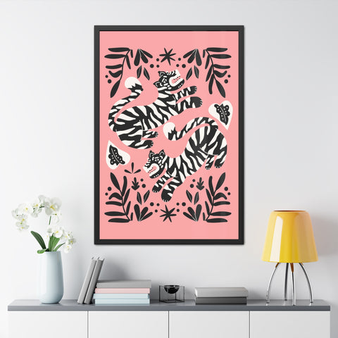 Mirror 4 - Playful Tiger Framed Poster Art for Animal Lovers - Vibrant Wall Decor