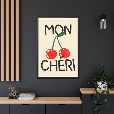Mon Cheri Cherry Framed Poster - Fun Wall Art for Home Decor