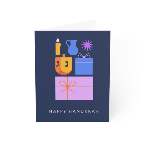 Happy Hanukkah Greeting Card — Hanukkah / Holiday Greeting Card - Illustrated, Modern
