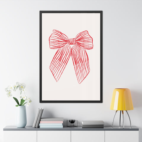With a bow 1 - Elegant Red Ribbon Framed Poster | Holiday Decor & Gift