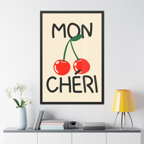 Mon Cheri Cherry Framed Poster - Fun Wall Art for Home Decor