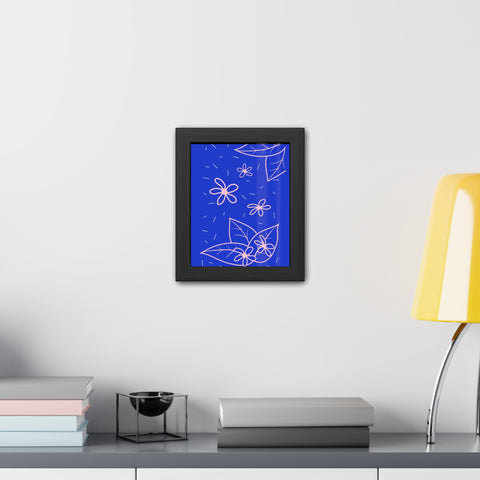 When life gives you lemons 3 - Blue Floral Framed Poster - Modern Botanical Art for Home Decor