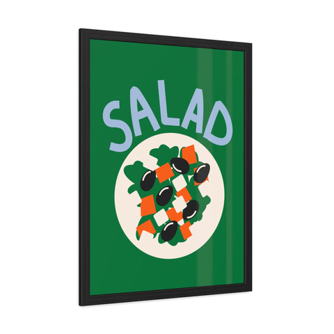 Whimsical Salad Framed Poster - Fun Kitchen Decor for Food Lovers