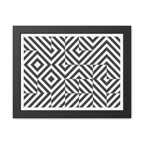 Horizon Grid 2 - Modern Geometric Framed Poster - Black and White Wall Art for Home Decor
