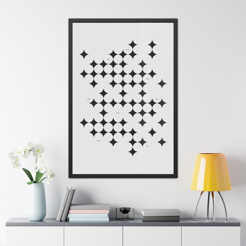 Gridlock 3 - Modern Geometric Framed Poster Art - Minimalist Home Decor