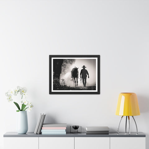 Cowboy & Horse Framed Poster - Rustic Wall Art for Equestrian Lovers