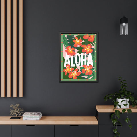 Aloha - Tropical Framed Poster - Bright Floral Wall Art for Home Décor