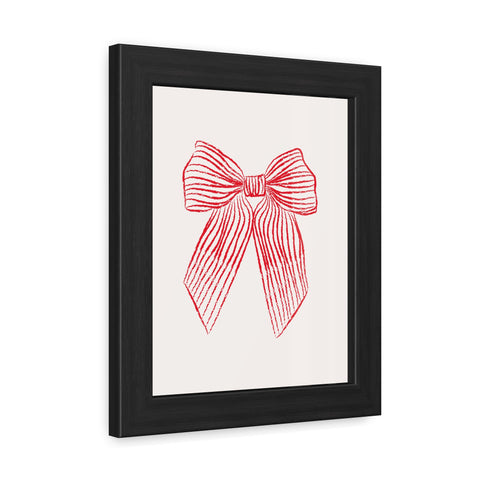 With a bow 1 - Elegant Red Ribbon Framed Poster | Holiday Decor & Gift