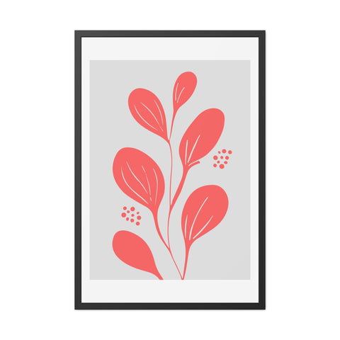Stratica 3 - Modern Framed Floral Poster - Coral Leaf Design for Home Décor
