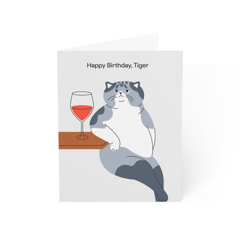 Happy Birthday Tiger (Nonchalant Cat) - Greeting Card