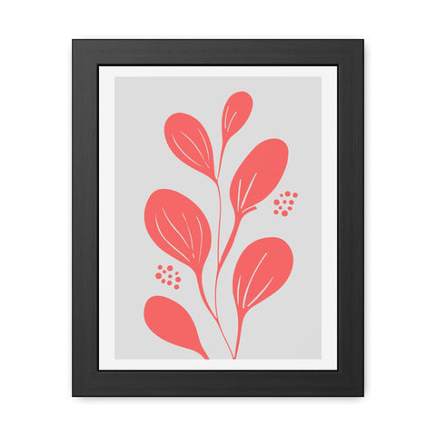 Stratica 3 - Modern Framed Floral Poster - Coral Leaf Design for Home Décor