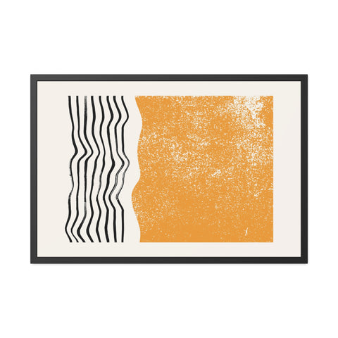Ink Stamp 8 - Modern Abstract Framed Poster - Orange & Black Art for Home Decor