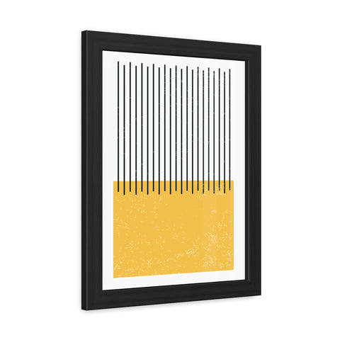 Ink Stamp 4 - Modern Minimalist Framed Poster - Abstract Yellow and Black Design
