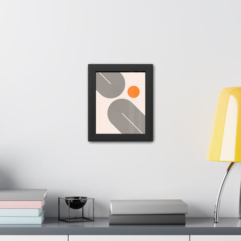 Brenda 1 - Modern Abstract Framed Poster with Geometric Design and Orange Accent
