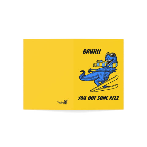 Bruh! You Got Some Rizz (Dinosaur skiing) - Greeting Card