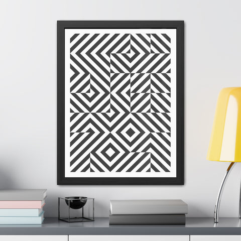 Gridline 2 - Modern Framed Poster | Black and White Geometric Art for Home Decor