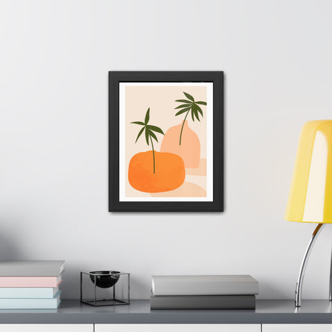 Agora 2 - Modern Framed Poster - Abstract Palm and Fruit Design for Home Decor