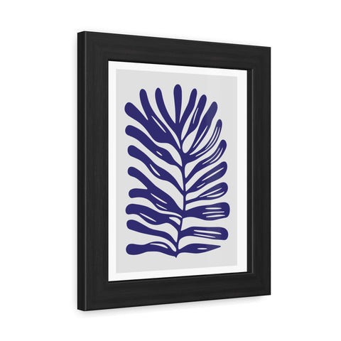 Stratica 4 - Modern Botanical Framed Poster - Navy Leaf Design