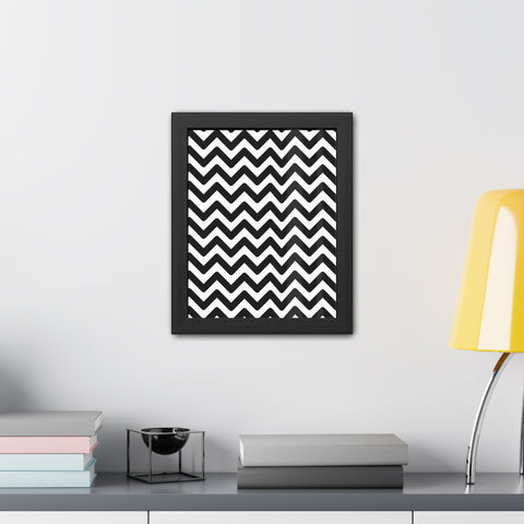 Damien 2 - Modern Chevron Framed Poster | Black & White Wall Art for Home Decor