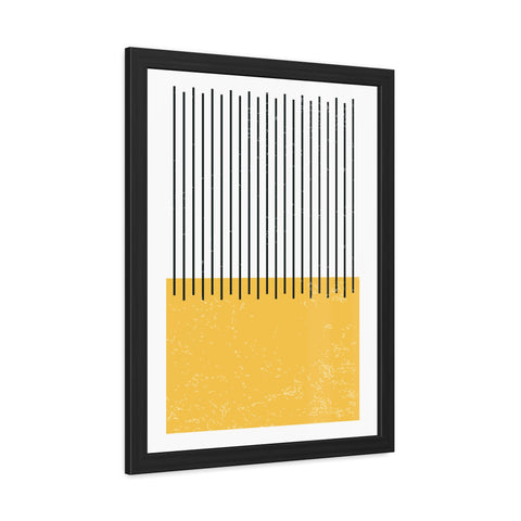 Ink Stamp 4 - Modern Minimalist Framed Poster - Abstract Yellow and Black Design