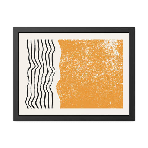 Ink Stamp 8 - Modern Abstract Framed Poster - Orange & Black Art for Home Decor