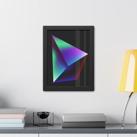 Omega 3 - Minimalist Geometric Framed Poster - Vibrant 3D Triangle Art for Modern Decor
